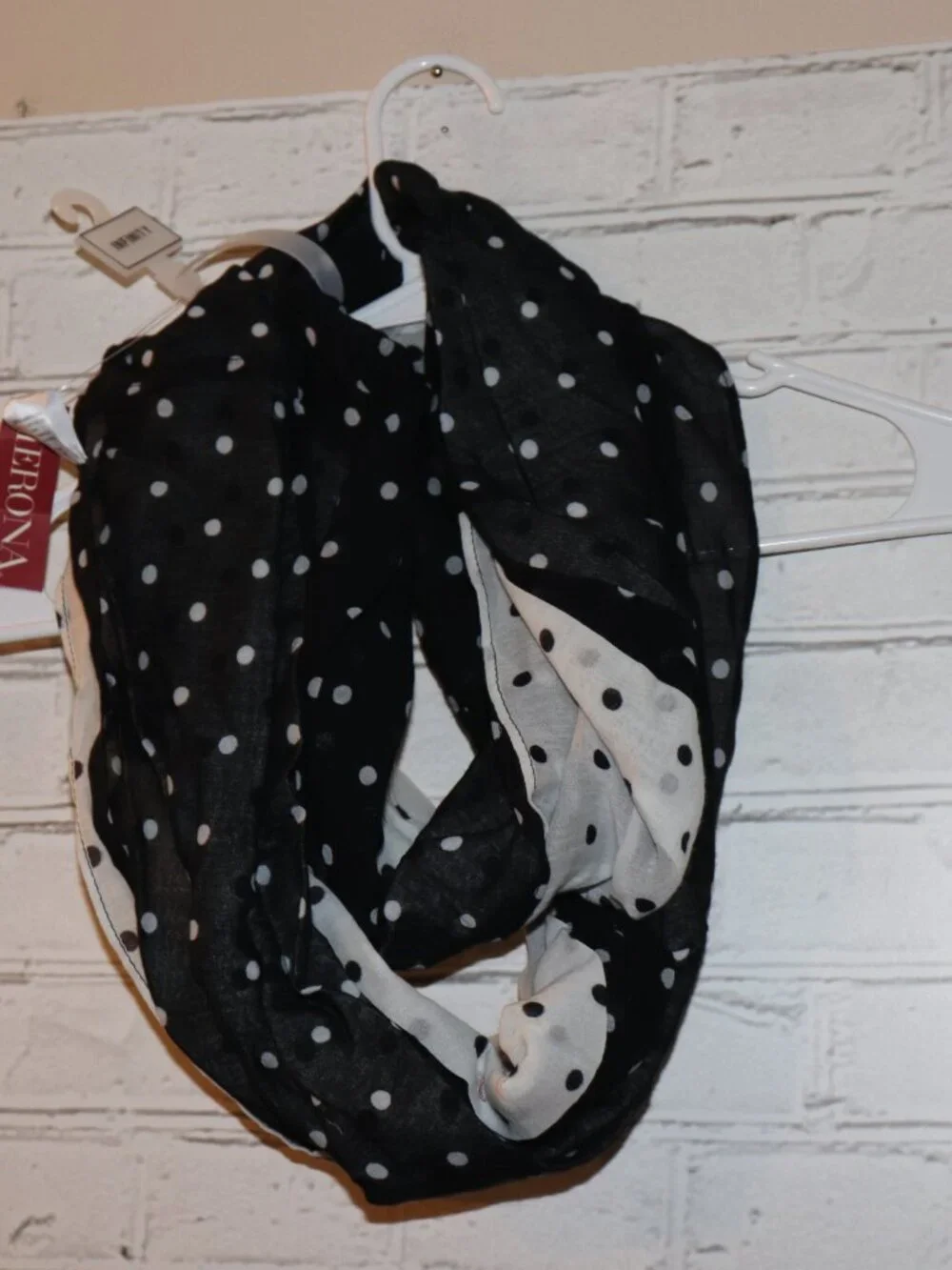 ♾️ Merona Infinity Scarf · NWT · Black & White Polka Dot